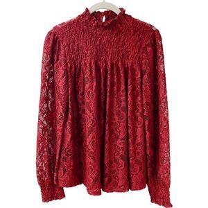 Regencycore Romance Cable & Gauge Red Lace Blouse Whimsigoth Fairy Womens Medium